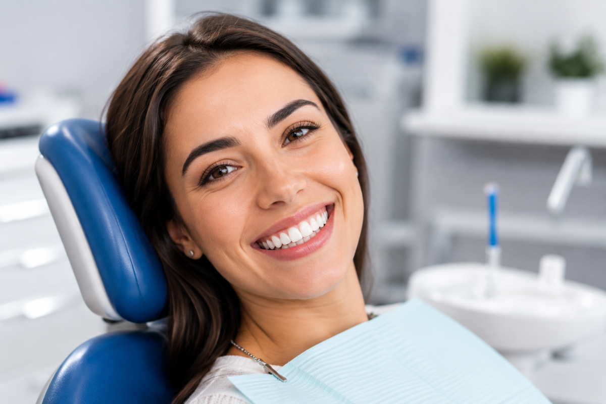 Healthy smile after a professional dental cleaning