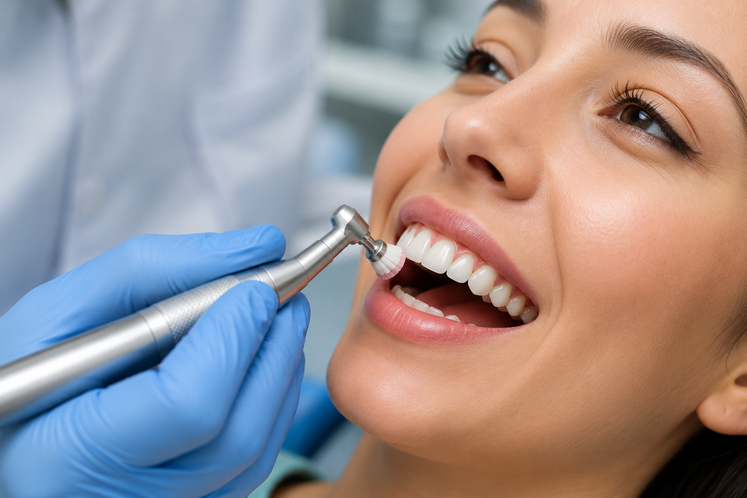 Professional teeth polishing after scaling