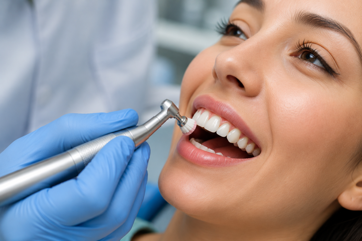 Professional teeth polishing after scaling